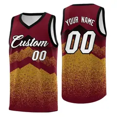 Crimson Old Gold Mountain Fade Gradient Basketball Jersey 1