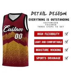 Crimson Old Gold Mountain Fade Gradient Basketball Jersey 2