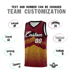 Crimson Old Gold Mountain Fade Gradient Basketball Jersey 4