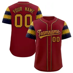 Crimson Old Gold Navy Sleeve Flag Lace Baseball Jersey 1