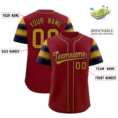 Crimson Old Gold Navy Sleeve Flag Lace Baseball Jersey 2