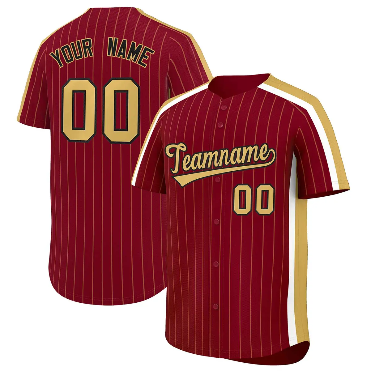 Crimson Old Gold Pinstripe Two-tone Baseball Jersey
