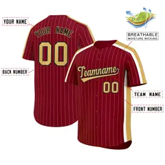 Crimson Old Gold Pinstripe Two-tone Baseball Jersey 2