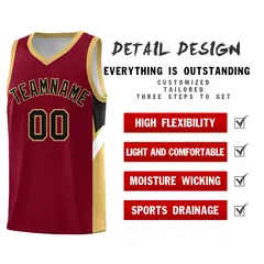Crimson Old Gold Side Design Basketball Uniform Jersey 2