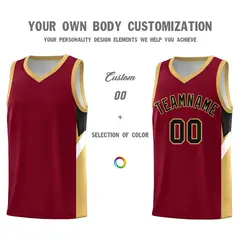 Crimson Old Gold Side Design Basketball Uniform Jersey 3