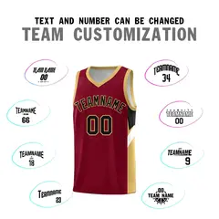 Crimson Old Gold Side Design Basketball Uniform Jersey 4