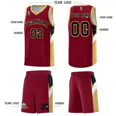 Crimson Old Gold Side Design Basketball Uniform Jersey 5