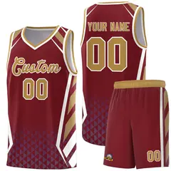 Crimson Old Gold Side Slash Diamond Pattern Basketball Jersey