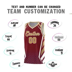 Crimson Old Gold Side Slash Diamond Pattern Basketball Jersey 3