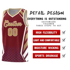 Crimson Old Gold Side Slash Diamond Pattern Basketball Jersey 4