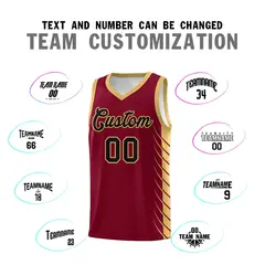 Crimson Old Gold Side Symmetrical Line Pattern Basketball Jersey 4