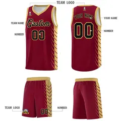Crimson Old Gold Side Symmetrical Line Pattern Basketball Jersey 5