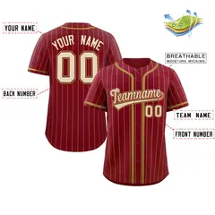 Crimson Old Gold Stripe Full Button Baseball Jersey 2