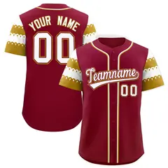 Crimson Old Gold White Flag Lace Sleeve Baseball Jersey