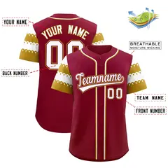 Crimson Old Gold White Flag Lace Sleeve Baseball Jersey 2
