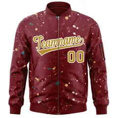 Crimson Old Gold-White Splash Graffiti Varsity Full-Zip Letterman Jacket 3