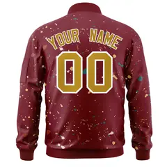 Crimson Old Gold-White Splash Graffiti Varsity Full-Zip Letterman Jacket 4