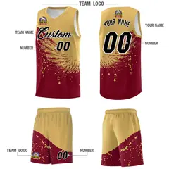 Crimson Old Gold Wing Pattern Basketball Jersey 5