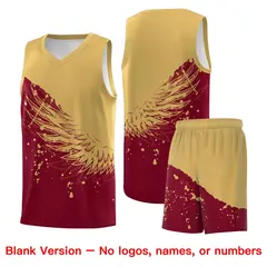 Crimson Old Gold Wing Pattern Basketball Jersey 7