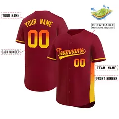 Crimson Orange-Gold Gradient Font Side Baseball Jersey 2