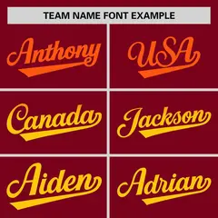 Crimson Orange-Gold Gradient Font Side Baseball Jersey 3