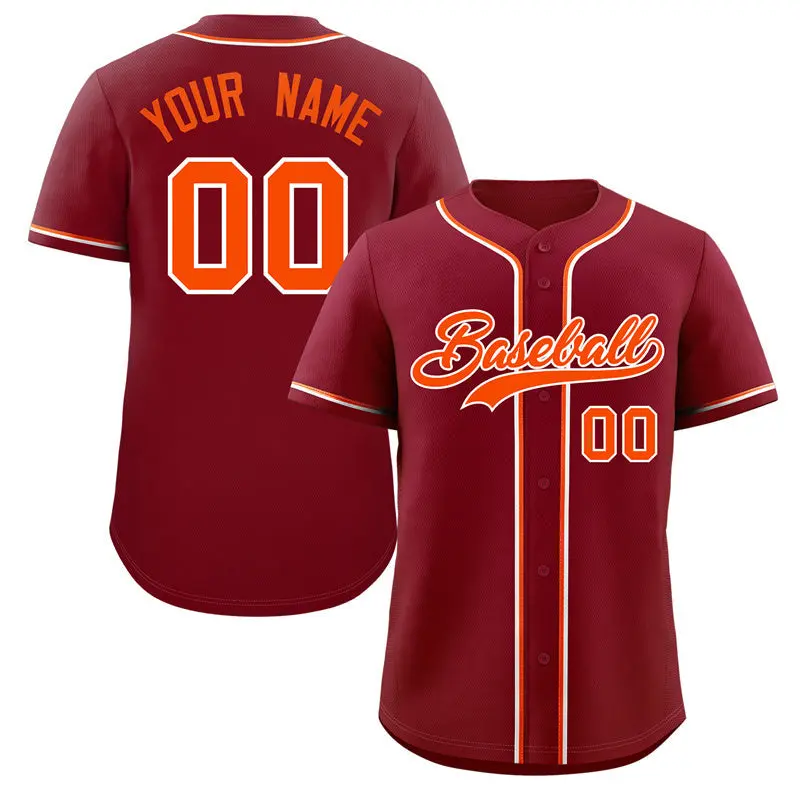 Crimson Orange-White Classic Authentic Baseball Jersey