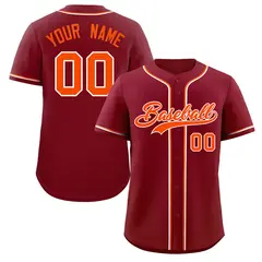 Crimson Orange-White Classic Authentic Baseball Jersey