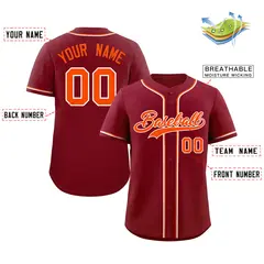 Crimson Orange-White Classic Authentic Baseball Jersey 2