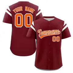 Crimson Orange-White Full Button Classic Baseball Jersey 1