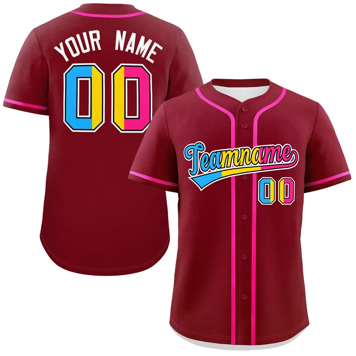 Crimson Pansexuality Pride Month Authentic Baseball Jersey