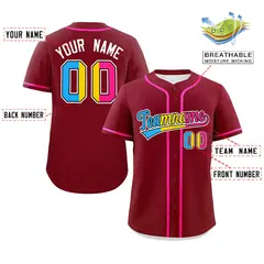 Crimson Pansexuality Pride Month Authentic Baseball Jersey 2
