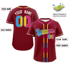 Crimson Pansexuality Pride Month Authentic Baseball Jersey 2