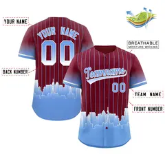 Crimson Philadelphia City Silhouette Baseball Jersey 2