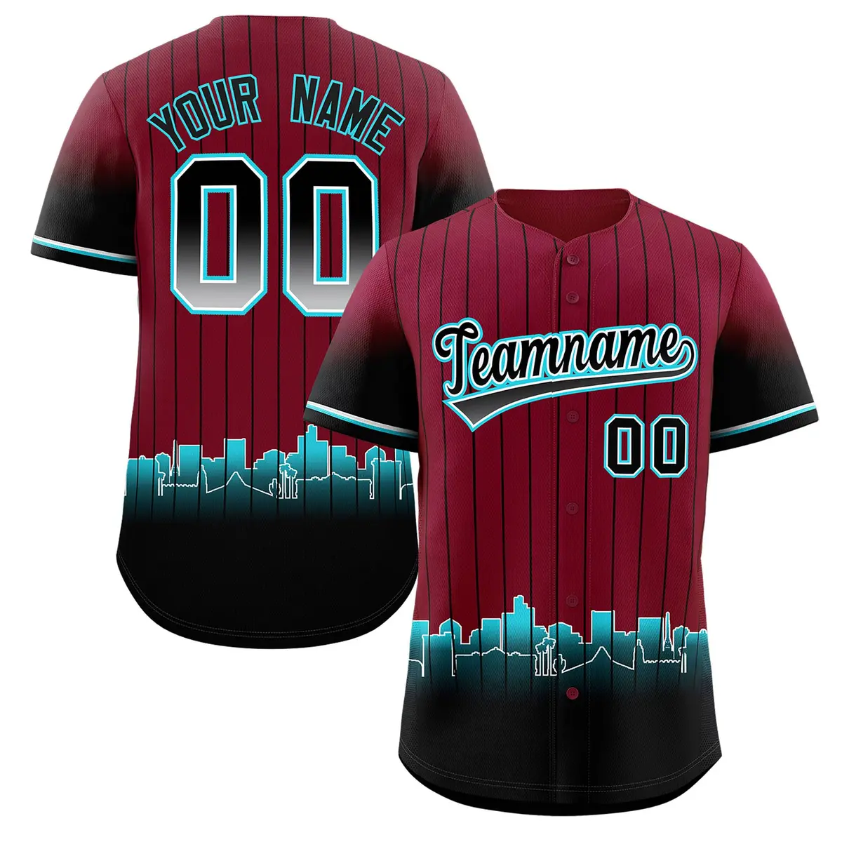 Crimson Phoenix City Silhouette Baseball Jersey
