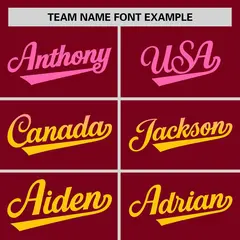 Crimson Pink-Gold Gradient Font Side Baseball Jersey 3