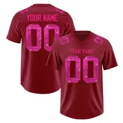 Crimson Pink Sequin Lettering Football Jersey 1