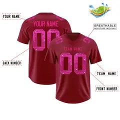 Crimson Pink Sequin Lettering Football Jersey 2