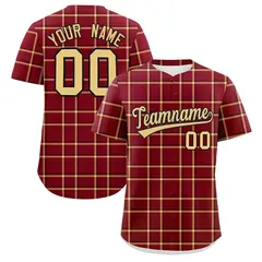 Crimson Plaid Authentic Baseball Jersey