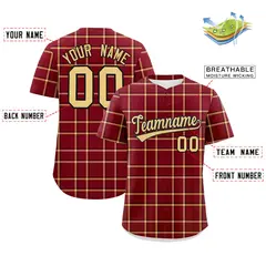 Crimson Plaid Authentic Baseball Jersey 2