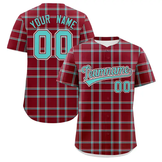 Crimson Plaid Authentic Baseball Jersey
