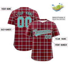 Crimson Plaid Authentic Baseball Jersey 2