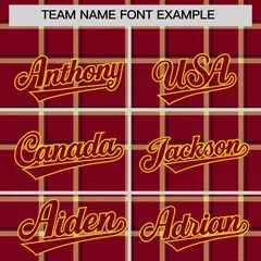 Crimson Plaid Pattern Varsity Letterman Baseball Jacket 3