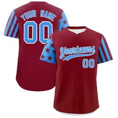 Crimson Powder Blue American Flag Raglan Baseball Jersey 1