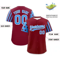 Crimson Powder Blue American Flag Raglan Baseball Jersey 2