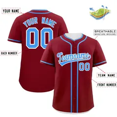 Crimson Powder Blue Classic Authentic Baseball Jersey 2