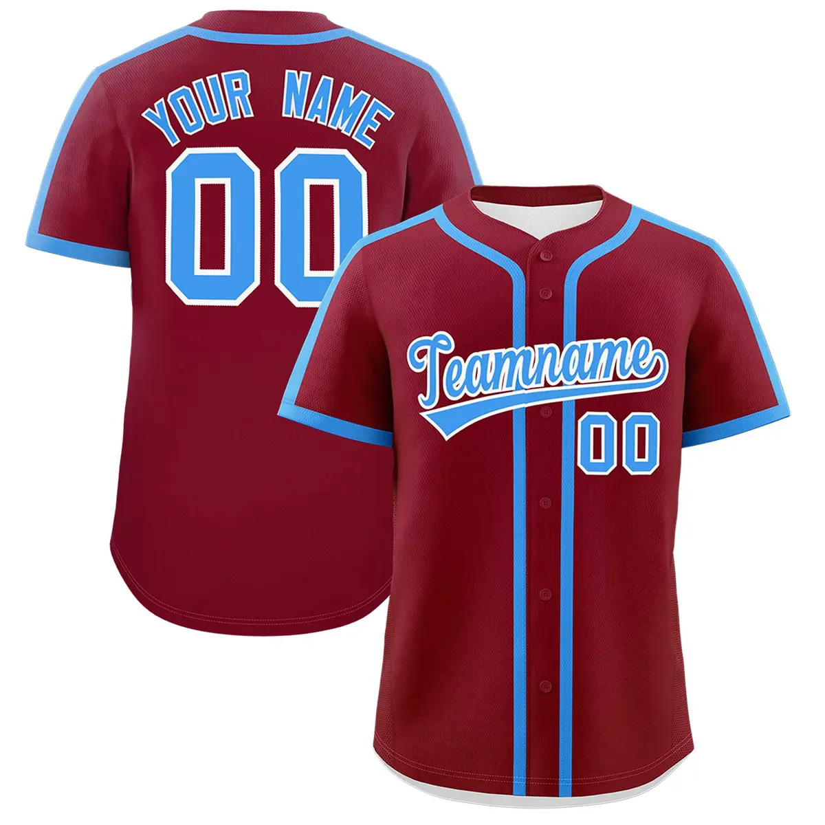 Crimson Powder Blue Classic Authentic Baseball Jersey