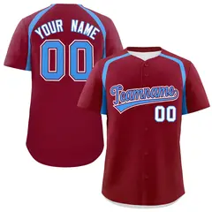 Crimson Powder Blue Color Block Authentic Baseball Jersey 1