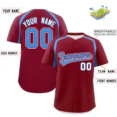 Crimson Powder Blue Color Block Authentic Baseball Jersey 2