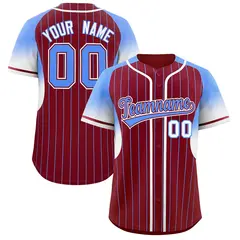 Crimson Powder Blue Gradient Stripe Sleeves Baseball Jersey 1