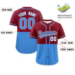 Crimson Powder Blue Half Stripe Authentic Baseball Jersey 2